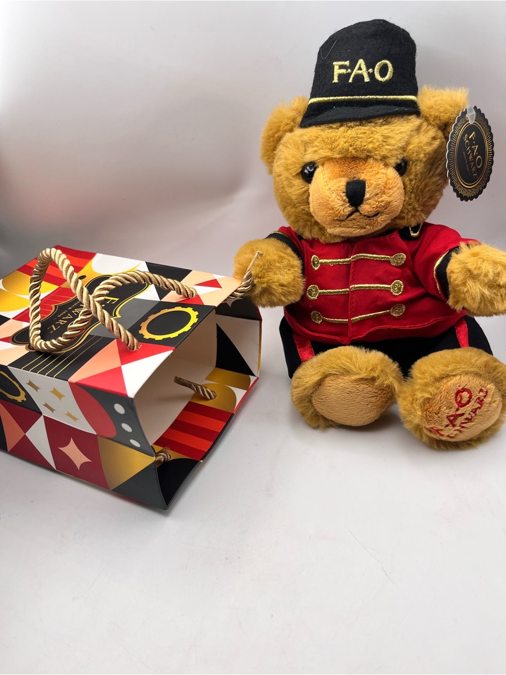 FAO Schwarz Cute Little Soldier Bear and His original Gift Bag